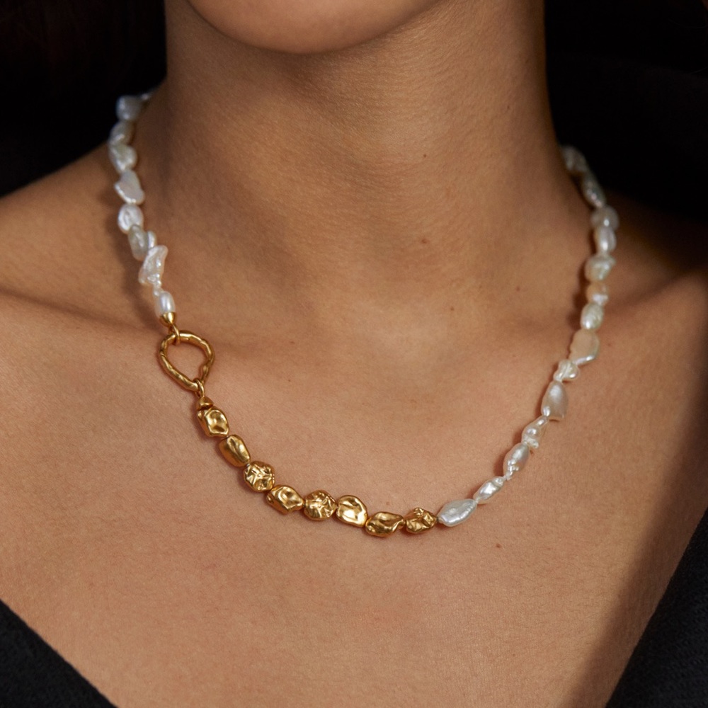 Monica Vinader Keshi Pearl / Gold Vermeil Chain
